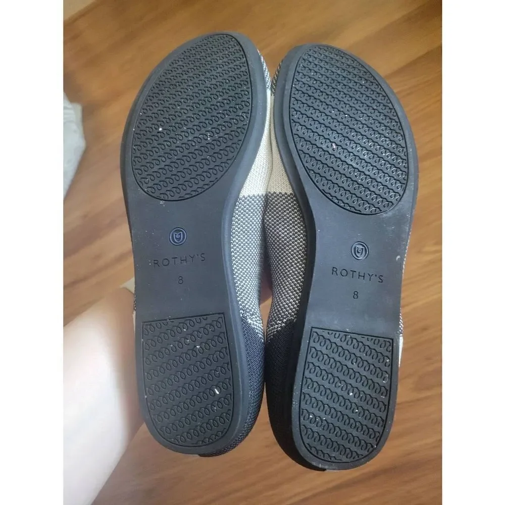 Rothy's Captoe Black and White Checkered Flat Retired‎